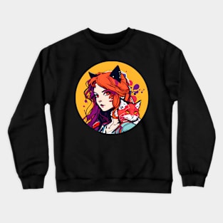 Cat Girl Cute Anime Cat Lover Crewneck Sweatshirt